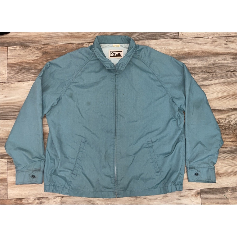Vintage Walls Teal Blue Windbreaker Jacket Mens Size 3X Reg USA Made Canvas
